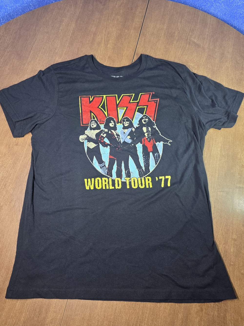 KISS 1977 World Tour Graphic Tee Black Size 3X Mens Vintage Style Band Shirt
